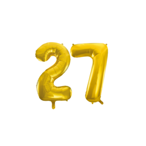 Folieballon 27 jaar Goud 66cm