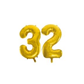 Folieballon 32 jaar Goud 66cm