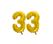 Folieballon 33 jaar Goud 66cm