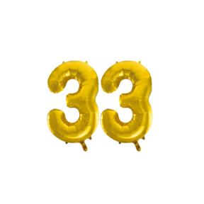 Folieballon 33 jaar Goud 66cm