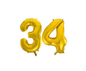 Folieballon 34 jaar Goud 66cm