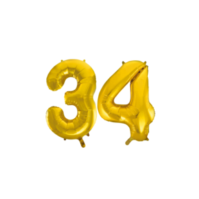 Folieballon 34 jaar Goud 66cm