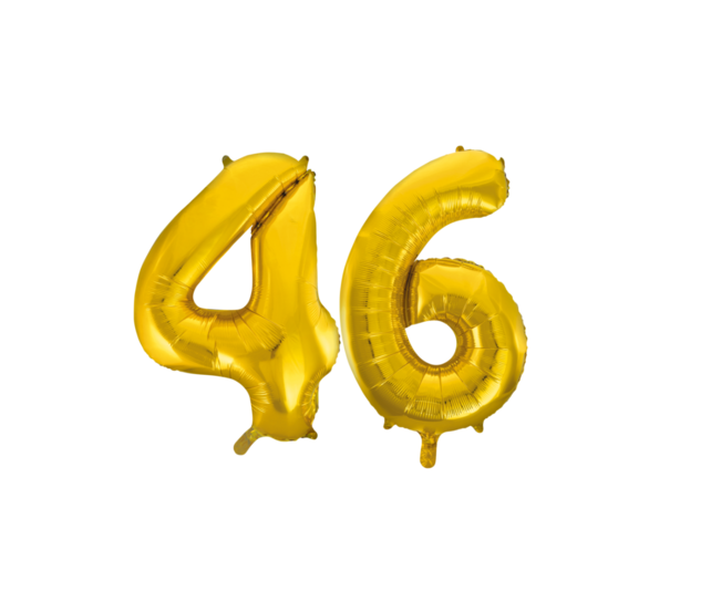 Folieballon 46 jaar Goud 66cm