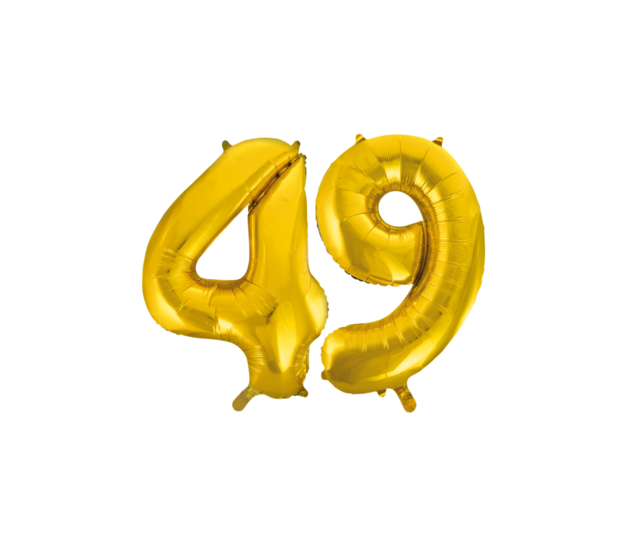 Folieballon 49 jaar Goud 66cm