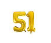 Folieballon 51 jaar Goud 66cm