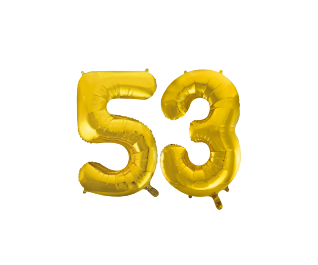 Folieballon 53 jaar Goud 66cm
