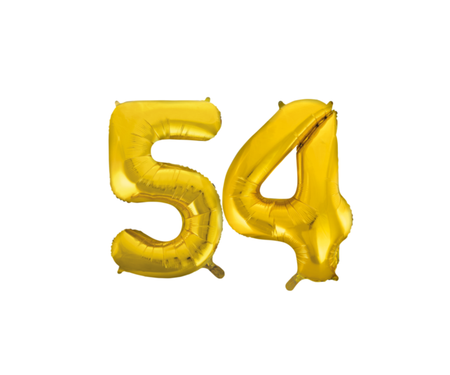 Folieballon 54 jaar Goud 66cm