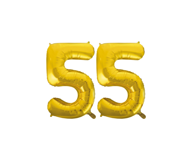 Folieballon 55 jaar Goud 66cm