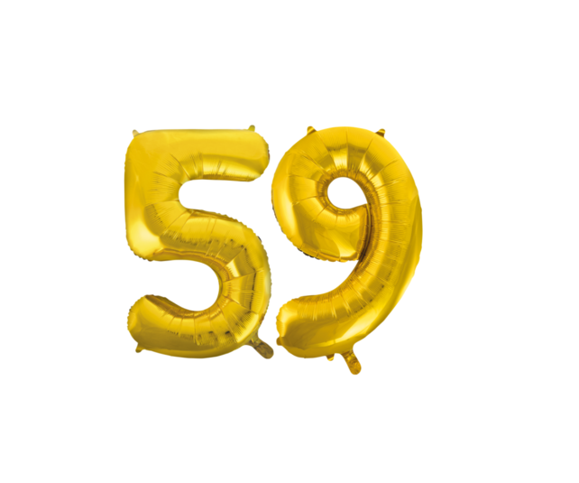 Folieballon 59 jaar Goud 66cm Folieballon 59 jaar Goud 66cm