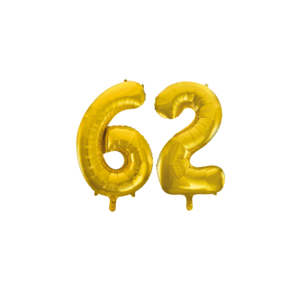 Folieballon 62 jaar Goud 66cm