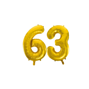 Folieballon 63 jaar Goud 66cm