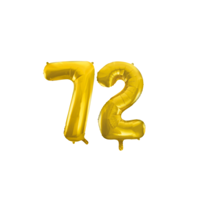 Folieballon 72 jaar Goud 66cm