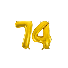 Folieballon 74 jaar Goud 66cm
