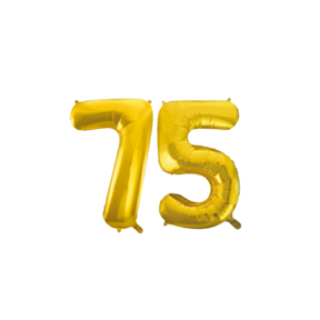 Folieballon 75 jaar Goud 66cm