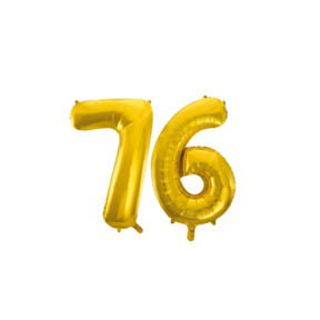 Folieballon 76 jaar Goud 66cm