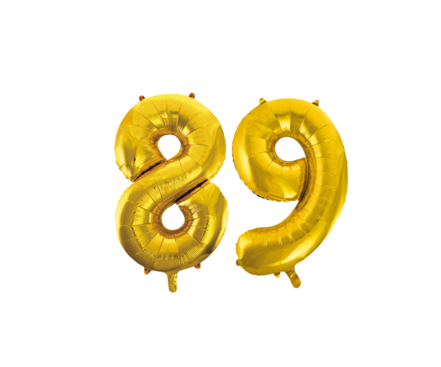 Folieballon 89 jaar Goud 66cm