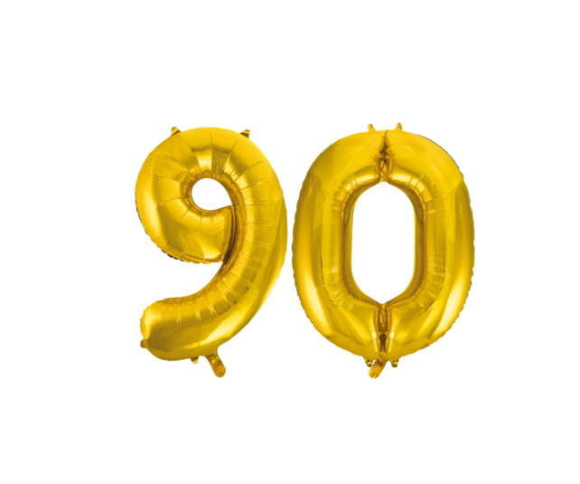 Folieballon 90 jaar Goud 66cm