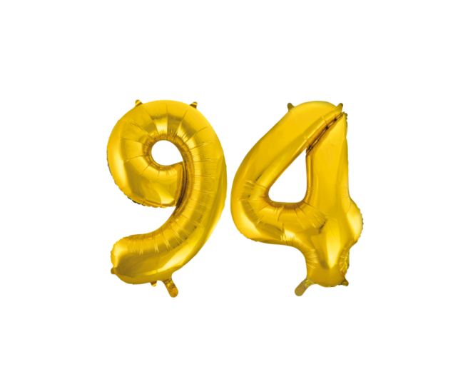 Folieballon 94 jaar Goud 66cm