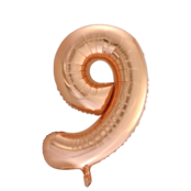 Folieballon 9 jaar Rose Goud 66cm