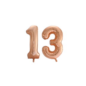 Folieballon 13 jaar Rose Goud 66cm
