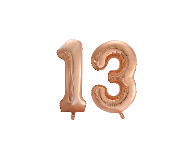 Folieballon 13 jaar Rose Goud 66cm