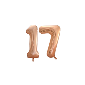 Folieballon 17 jaar Rose Goud 66cm