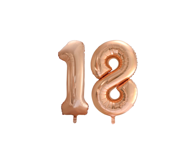 Folieballon 18 jaar Rose Goud 66cm