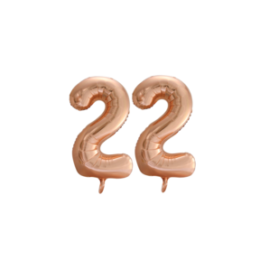 Folieballon 22 jaar Rose Goud 66cm