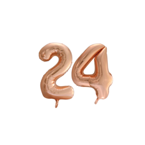 Folieballon 24 jaar Rose Goud 66cm
