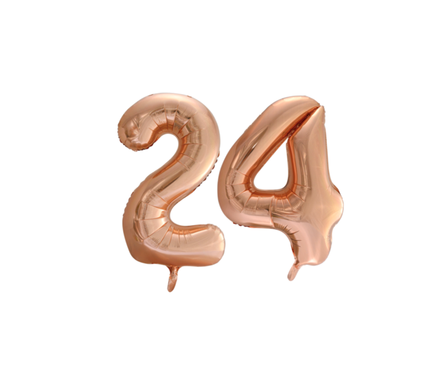 Folieballon 24 jaar Rose Goud 66cm
