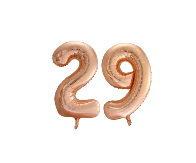 Folieballon 29 jaar Rose Goud 66cm