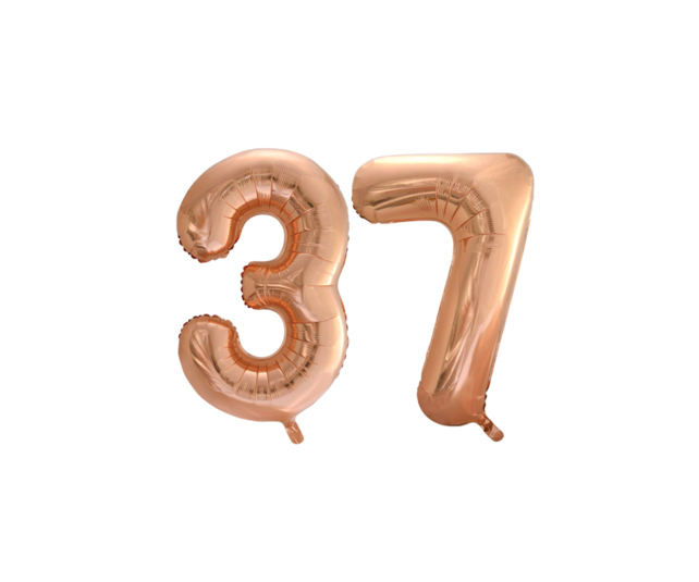 Folieballon 37 jaar Rose Goud 66cm