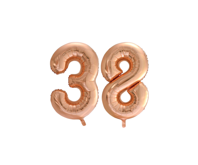 Folieballon 38 jaar Rose Goud 66cm