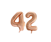 Folieballon 42 jaar Rose Goud 66cm