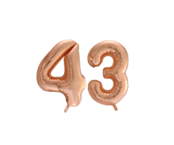 Folieballon 43 jaar Rose Goud 66cm