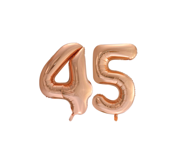 Folieballon 45 jaar Rose Goud 66cm