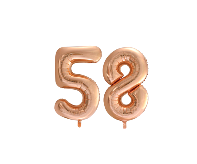 Folieballon 58 jaar Rose Goud 66cm