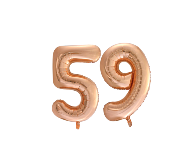 Folieballon 59 jaar Rose Goud 66cm