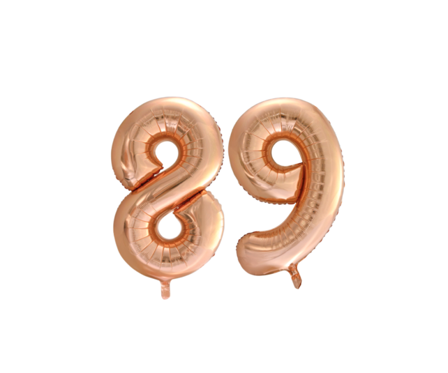Folieballon 89 jaar Rose Goud 66cm Folieballon 89 jaar Rose Goud 66cm