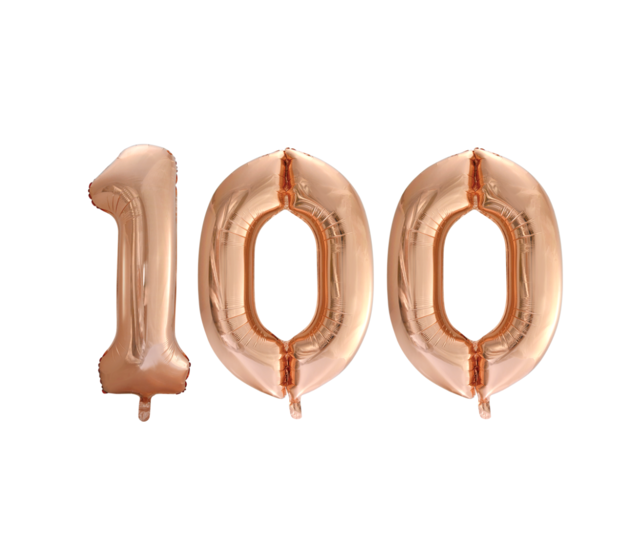 Folieballon 100 jaar Rose Goud 66cm