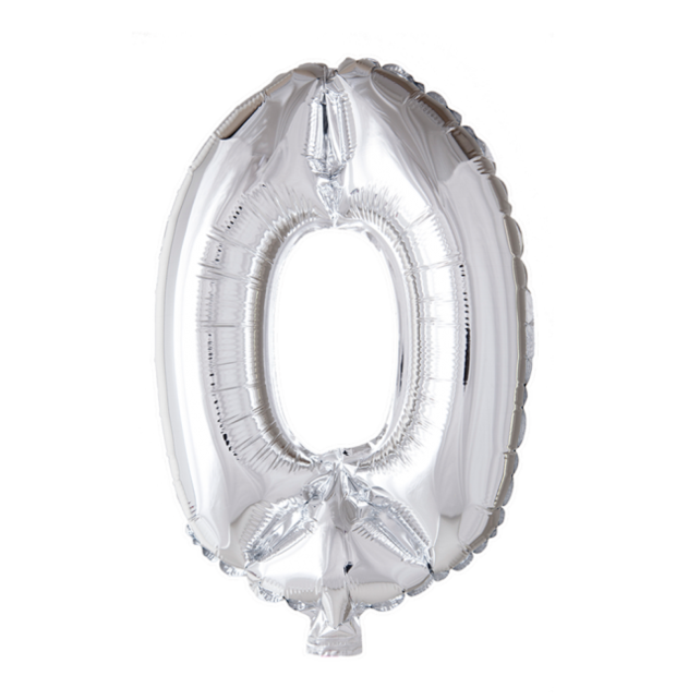Folieballon cijfer 0 Zilver 66cm
