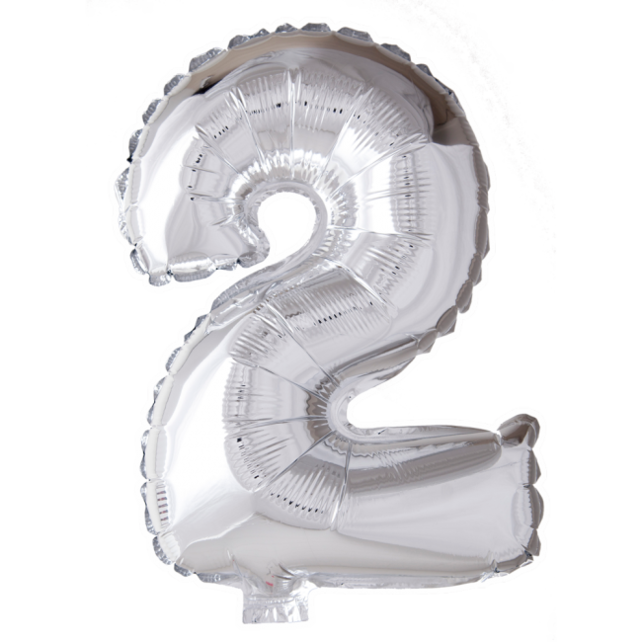 Folieballon 2 jaar Zilver 66cm