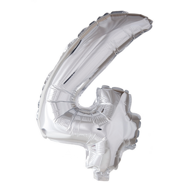 Folieballon 4 jaar Zilver 66cm
