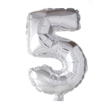 Folieballon 5 jaar Zilver 66cm