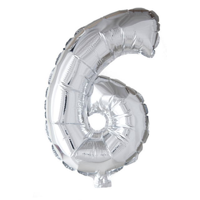 Folieballon 6 jaar Zilver 66cm