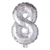 Folieballon 8 jaar Zilver 66cm