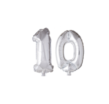 Folieballon 10 jaar Zilver 66cm