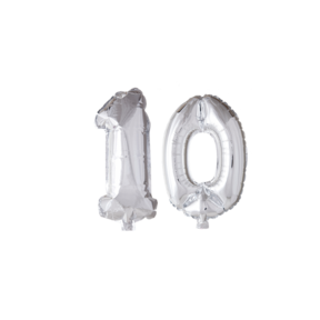 Folieballon 10 jaar Zilver 66cm