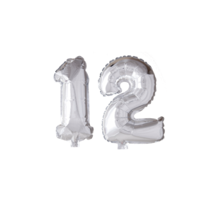 Folieballon 12 jaar Zilver 66cm