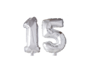 Folieballon 15 jaar Zilver 66cm